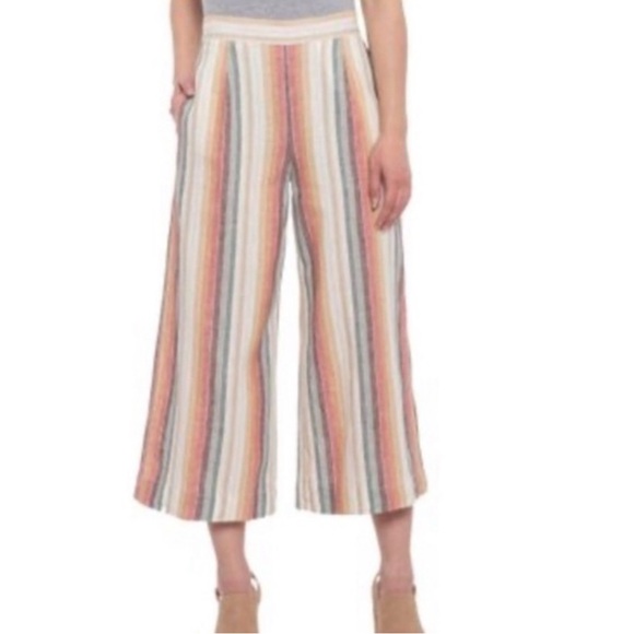 beachlunchlounge Collection “Bennett” Sundial Striped Linen Wide Leg Pants Sz:S - Picture 1 of 16